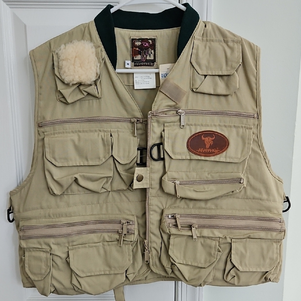 Khaki Fishing Vest with Multiple Pockets